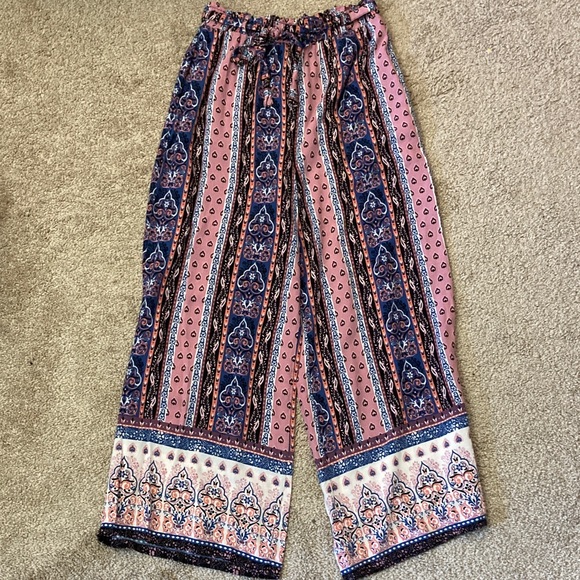 Rue21 Pants - Rue 21 Bohemian Pink Printed Wide-Leg Pants